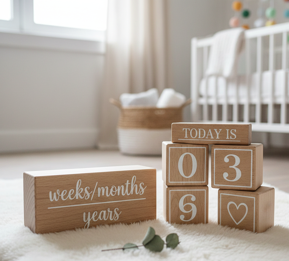 Rustic Wooden Baby Milestone Blocks